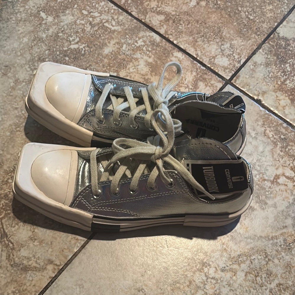 Converse Metallic Silver Square Toe Sneakers - image 1